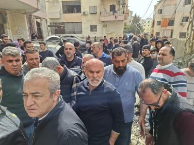 رؤساء بلديات صيدا وحارة صيدا والمية ومية تفقدوا موقع الغارة في 