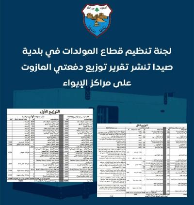 بلدية صيدا تنشر جداول توزيع المازوت على مراكز الايواء وتحقق وفراً بـ 7500 ليتر وتضعها بتصرف خلية الأزمة في المحافظة