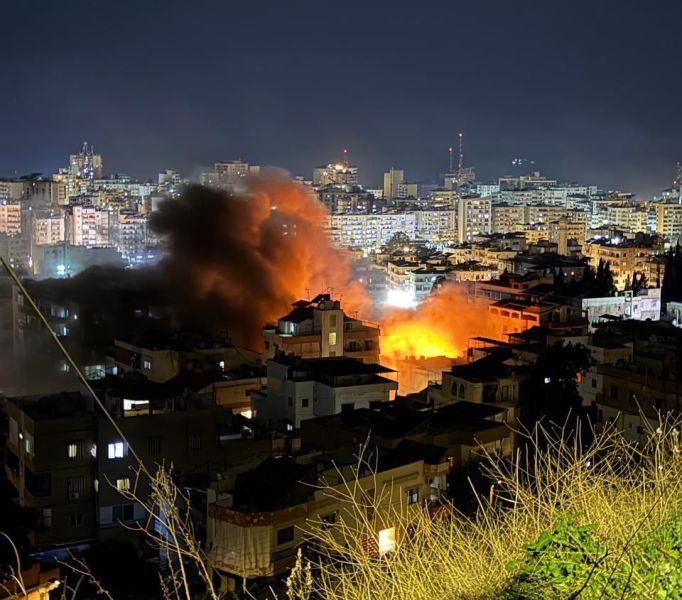 لحظة حصول الغارة الاسرائيلية في حارة صيدا