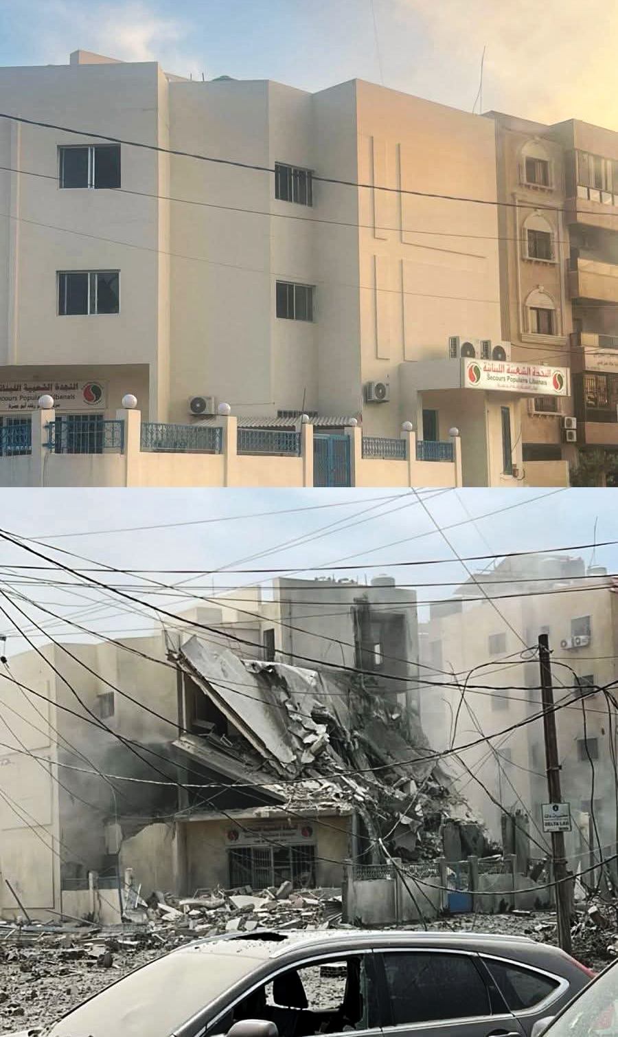 مركز "النجدة الشعبية" في مدينة صور يتعرض لتدمير شبه كامل جرّاء الغارات الاسرائيلية ،